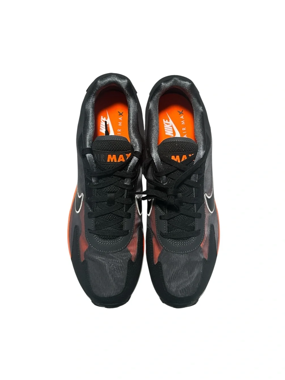 Nike Black & Orange Athletic Sneakers with White Swoosh‎
